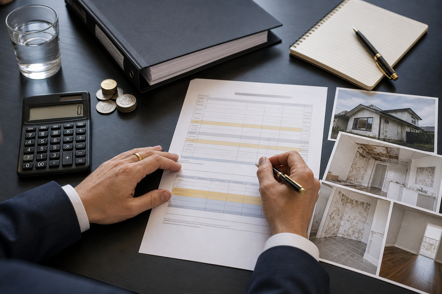 Financial documents representing an underpaid insurance claim