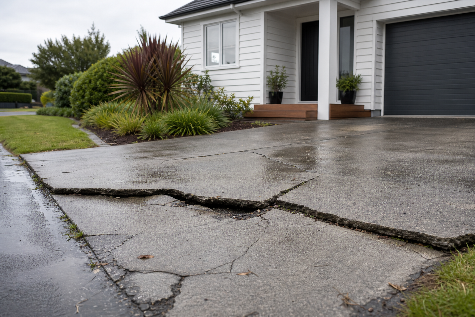 Cracked driveway surface representing a damaged driveway claim