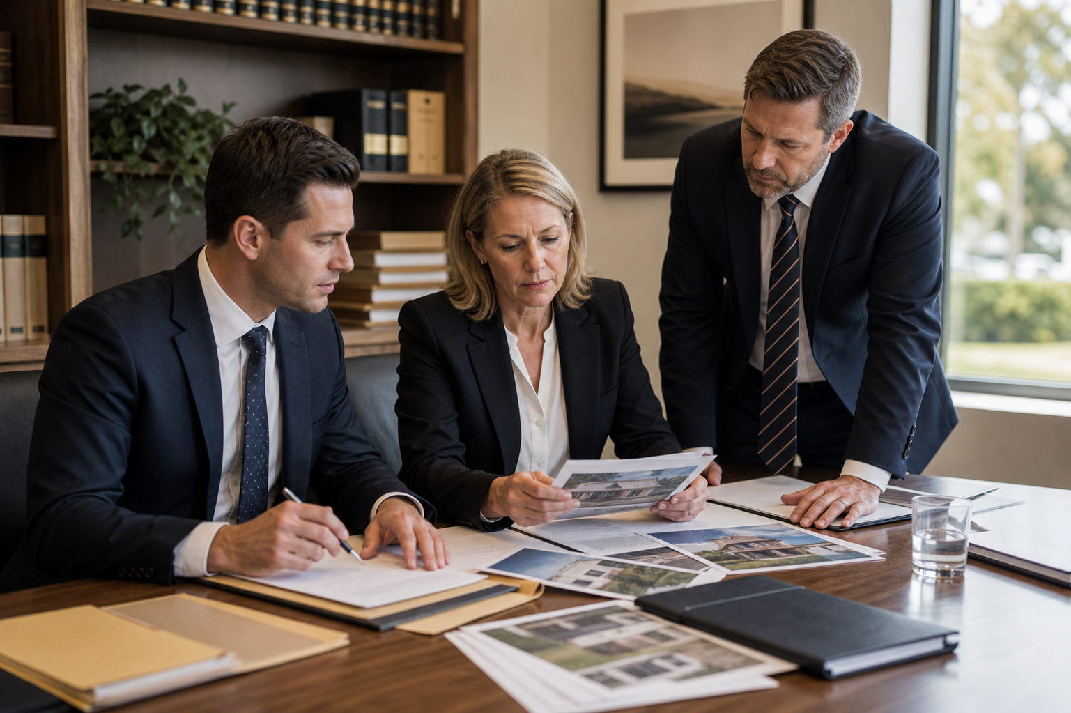 Lawyer reviewing an insurance matter with a client
